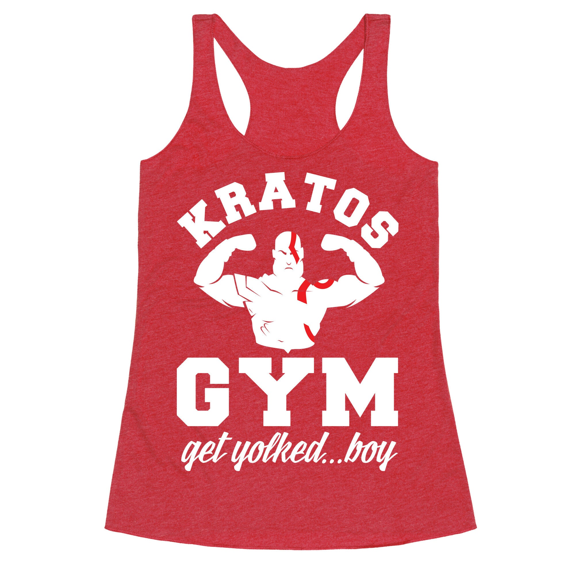 Kratos Gym Get Yolked Boy Racerback Tank
